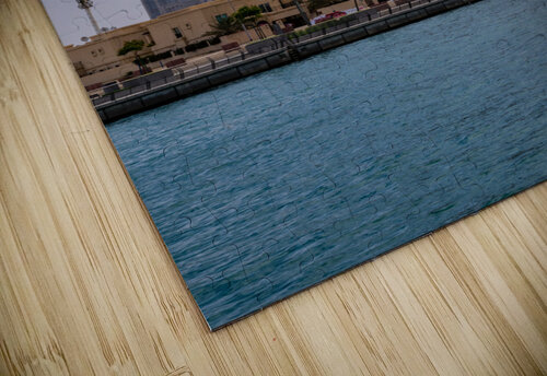 Low rise homes in front of modern apartments of Dubai Downtown d Steve Heap puzzle