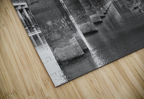 Supporting pillars of I-10 bridge above Atchafalaya basin in Lou Steve Heap puzzle