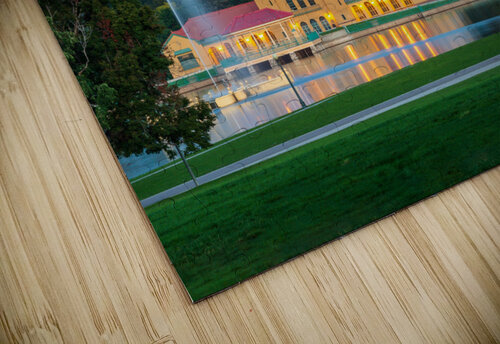 Skyline of Denver at dawn from City Park with boathouse Steve Heap puzzle