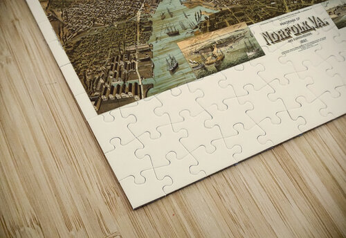 Restored birds eye panorama of Norfolk VA in 1892  Steve Heap puzzle