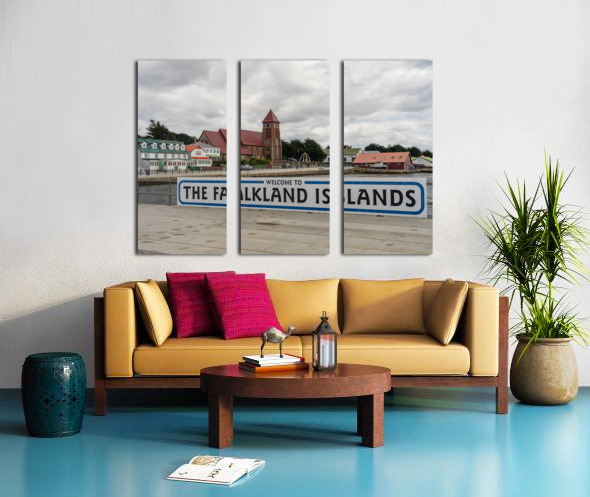 Welcome to Falklands sign in Stanley Falkland Islands Split Canvas print