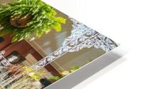Traditional wrought iron balcony on brick New Orleans house HD Metal print