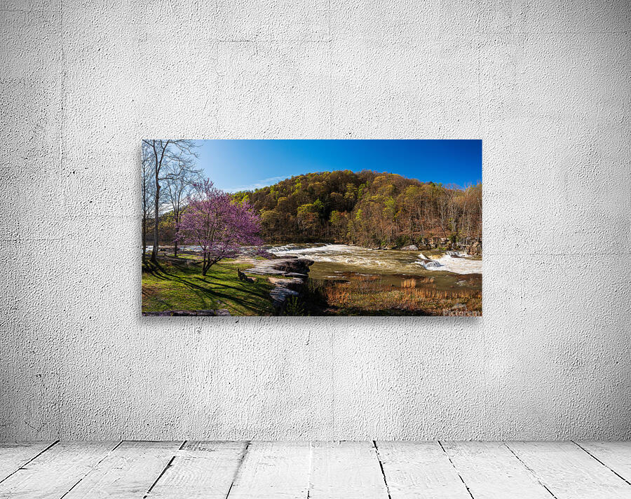Panorama of Valley Falls WV on a spring morning with bench Wall Preview