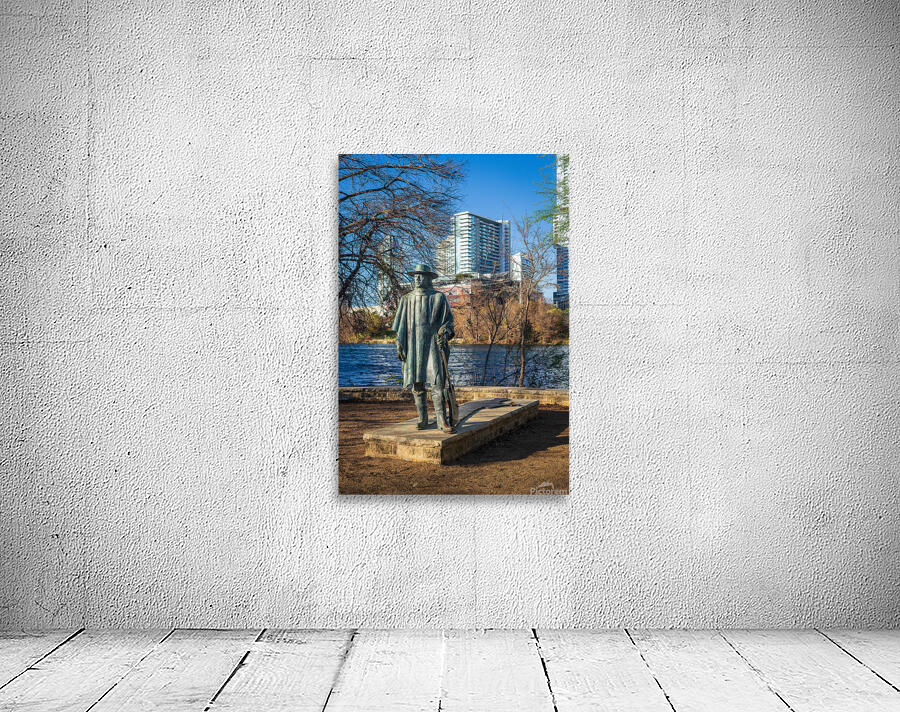 Bronze statue of Stevie Ray Vaughan from 1994 in Austin Texas Wall Preview