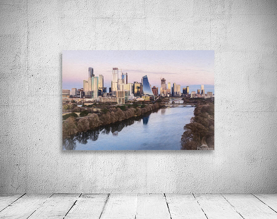 Cityscape of downtown Austin from  Zilker park 2025 in pastel Wall Preview