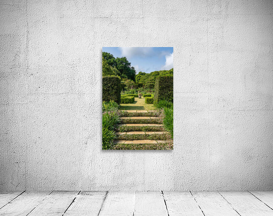 Stone steps into a hedged flower garden on the Isle of Wight Wall Preview