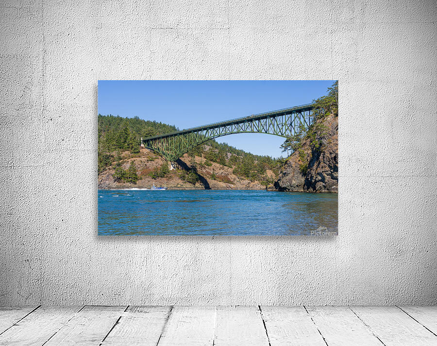 Island Whaler tour sails on Deception Pass under historic cantil Wall Preview
