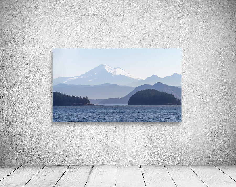 Shades of blue with Mt Baker in misty distance through Obstructi Wall Preview