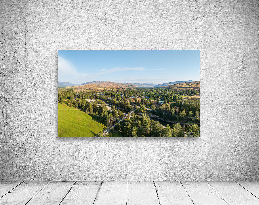 Aerial view of Winthrop on North Cascades Highway in Washington Wall Preview