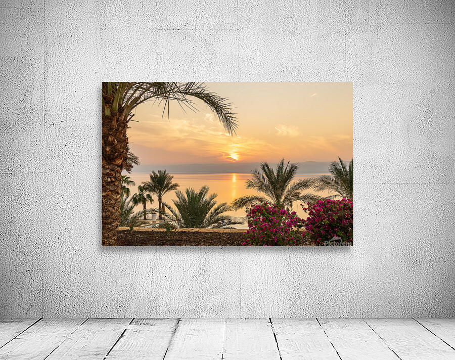 Sun setting behind the West Bank of Israel over Dead Sea Wall Preview