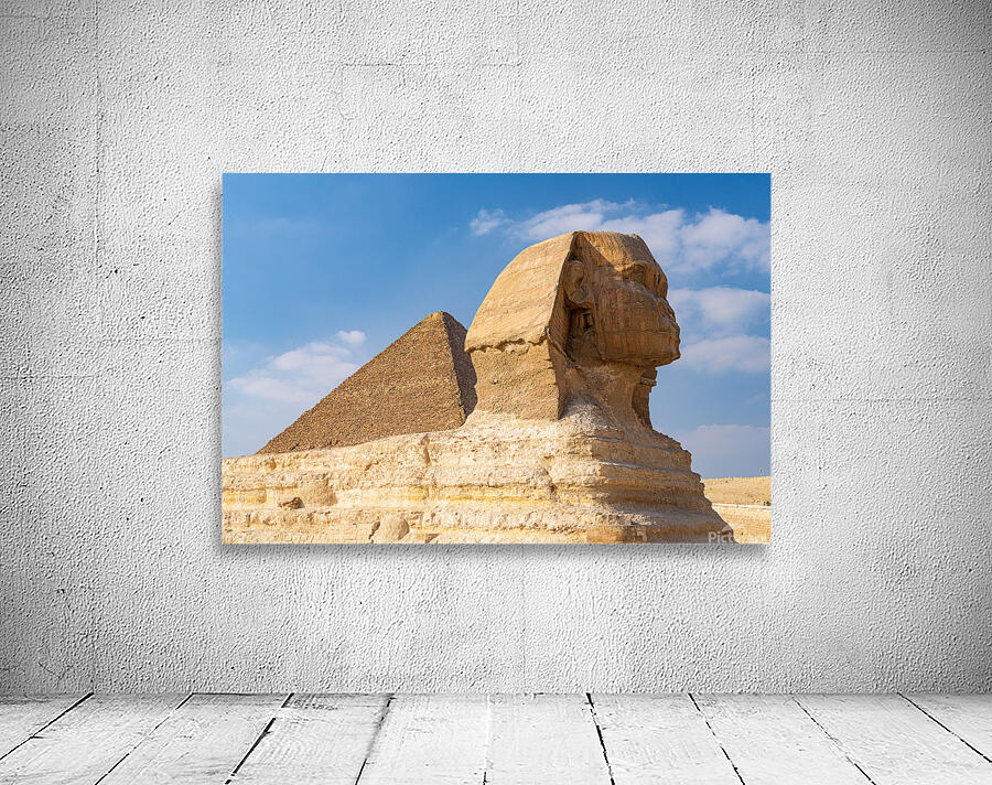 Great Pyramid behind Sphinx at Giza Egypt Wall Preview