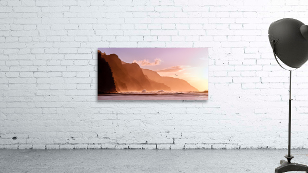Kauai sunset with bird  Wall Preview