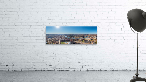 Aerial drone panorama of the downtown and university in Morgantown West Virginia Wall Preview