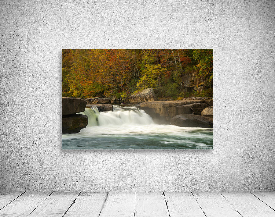 Section of Valley Falls on a misty autumn day Wall Preview