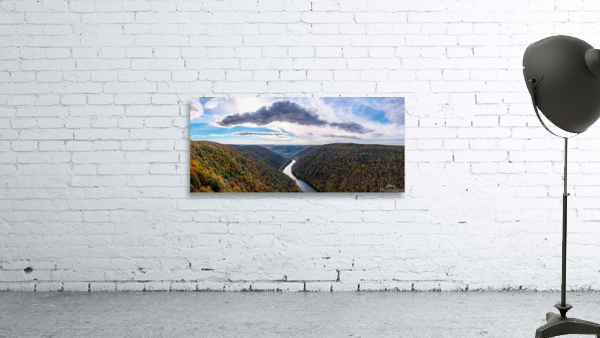  Wide panorama of Cheat River valley in West Virginia with fall colors Wall Preview