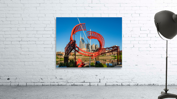 Modern sculpture frames the skyline of Nashville Tennessee Wall Preview