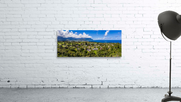 Aerial shot over Princeville with Hanalei Bay Wall Preview