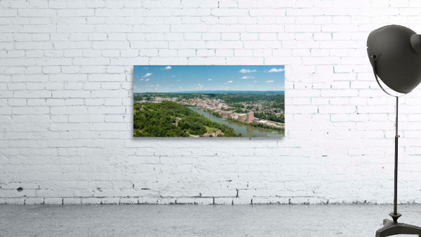 Aerial drone image of the downtown and university in Morgantown Wall Preview