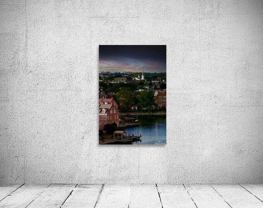 Moody view of city of Alexandria in Virginia at sunset Wall Preview