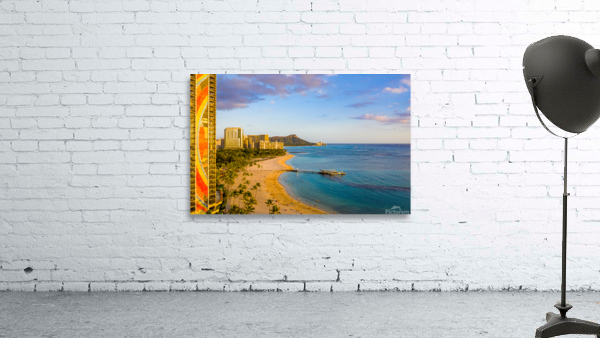 Hilton Hawaiian Village frames the shore in Waikiki Hawaii Wall Preview