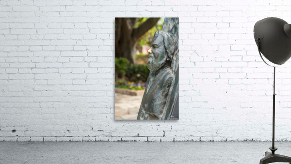 Statue of bust of Gerald Durrell in Corfu Wall Preview