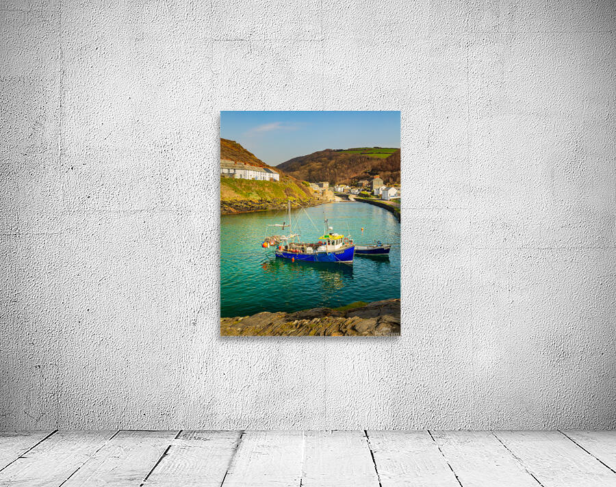 Fishing boats in harbor of Boscastle Cornwall Wall Preview