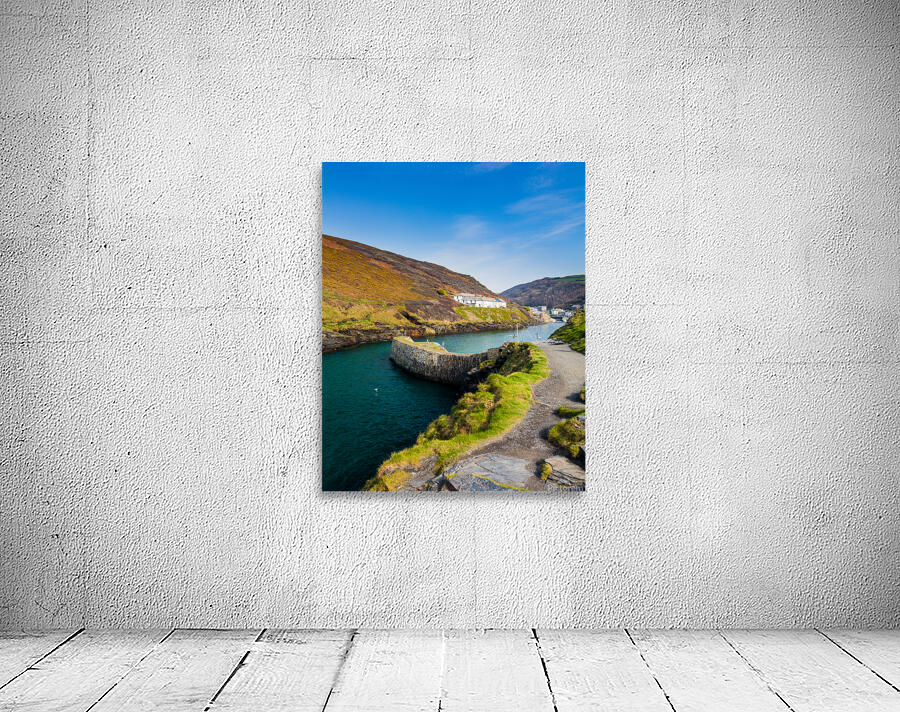 Narrow path in front of colorful harbor in Boscastle Wall Preview