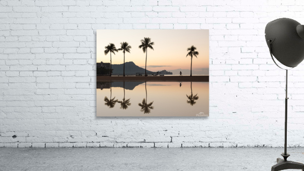 Sunrise over ocean with palm trees Wall Preview