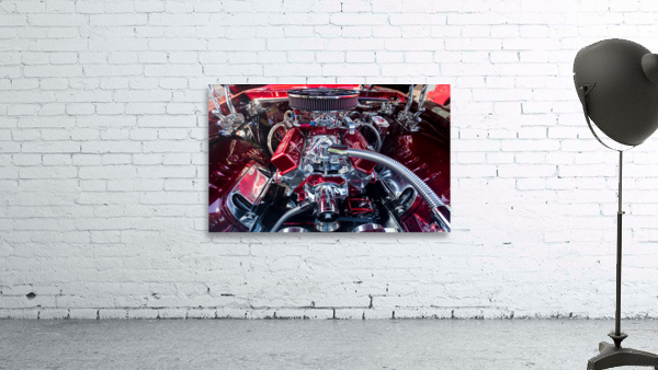 Engine compartment of chromed Camaro Wall Preview