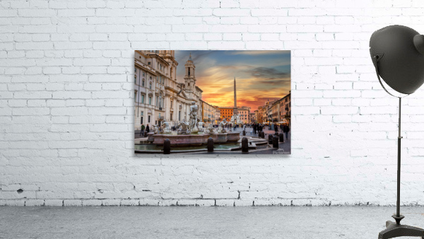 Dusk in famous Piazza Navona in Rome Wall Preview