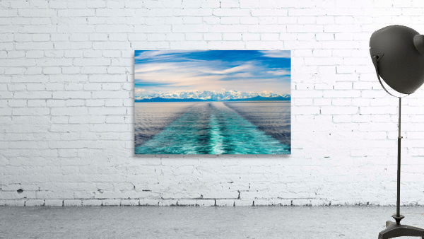 Cruise boat wake leaving Prince William Sound and Valdez Wall Preview