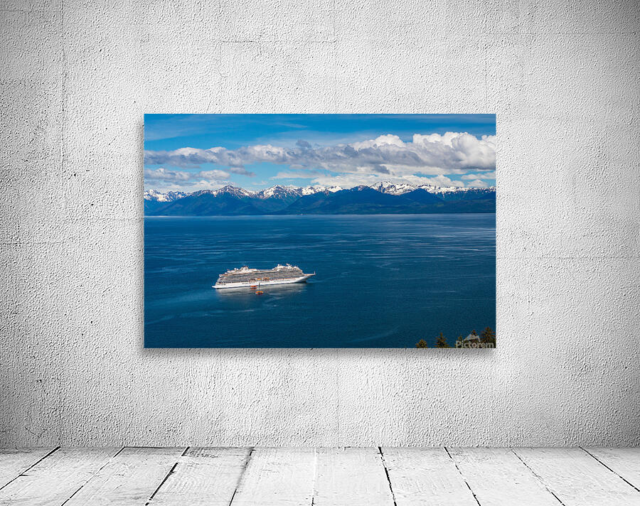 Viking Orion anchored at Icy Strait Point in Alaska Wall Preview