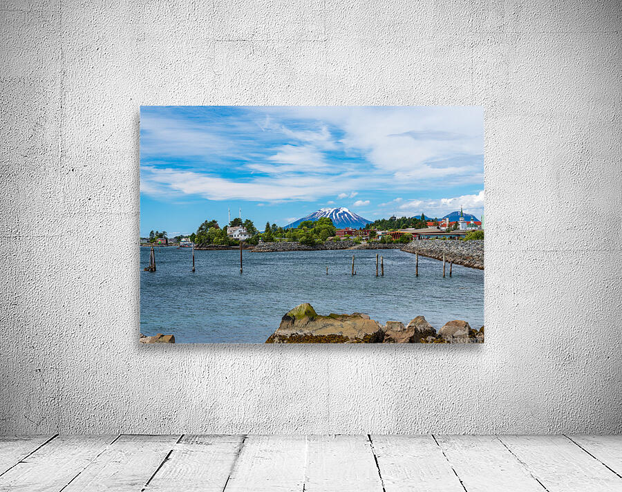 Mt Edgecumbe rises about the small town of Sitka in Alaska Wall Preview