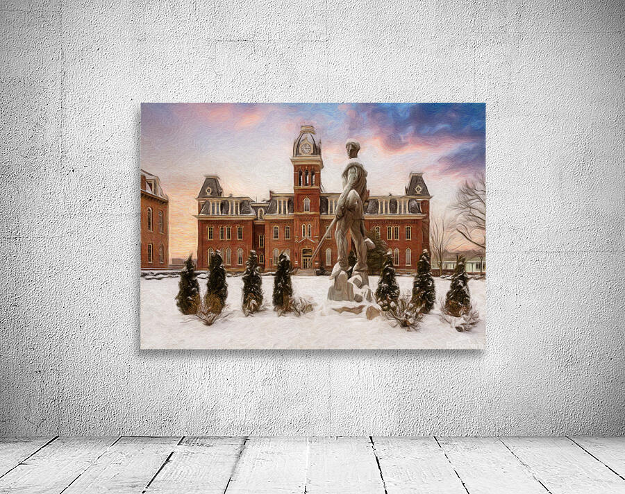 Pastel Mountaineer statue against Woodburn Hall Wall Preview