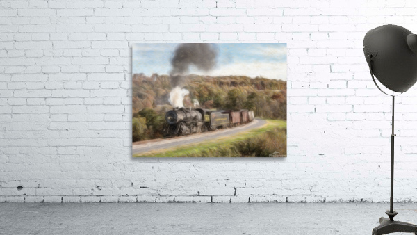 WMSR Steam train powers along railway Wall Preview