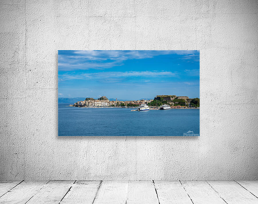Panorama of port by Kerkyra on Corfu Wall Preview