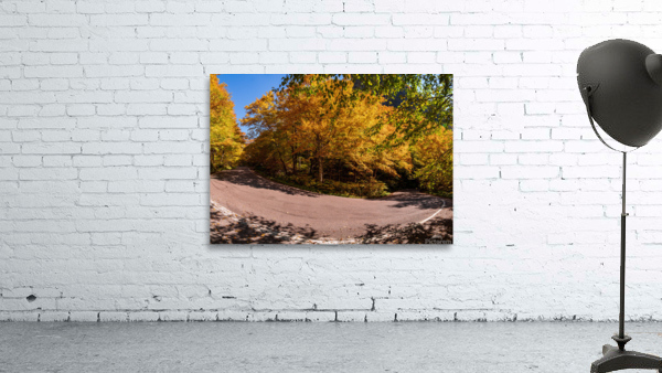 Narrow hairpin bend in Smugglers Notch in Vermont Wall Preview