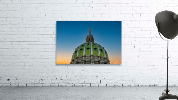Sun sets behind the ornate dome of Pennyslvania State Capitol Wall Preview