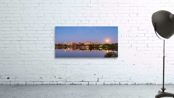 Harvest moon above the city skyline of Harrisburg in Pennsylvani Wall Preview