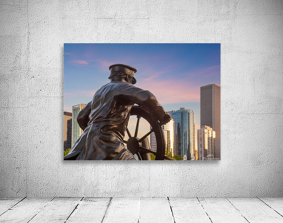 Captain on the Helm statue in Chicago Wall Preview