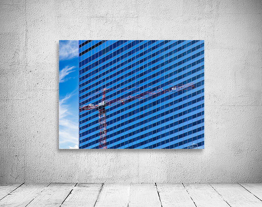 Reflection of crane in Chicago windows Wall Preview