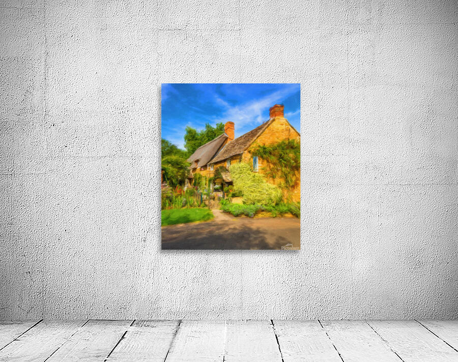 Oil paint cotswold stone house in Ilmington Wall Preview