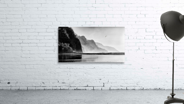 Misty sunset on Na Pali coastline Wall Preview