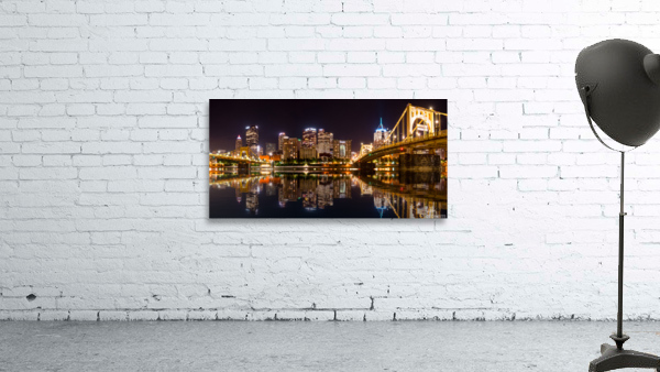 City Skyline of Pittsburgh at night Wall Preview