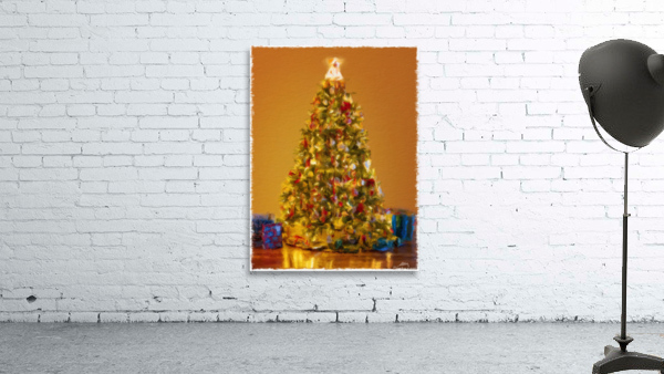 Painting of ornately decorated christmas tree Wall Preview
