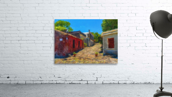 Oil painting of Street of Sighs in Colonia del Sacramento Wall Preview