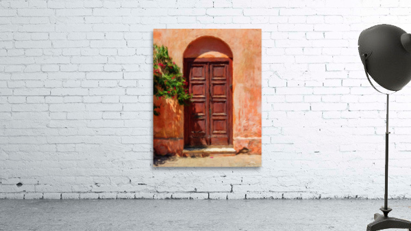 Oil painting of old door in Colonia del Sacramento Wall Preview