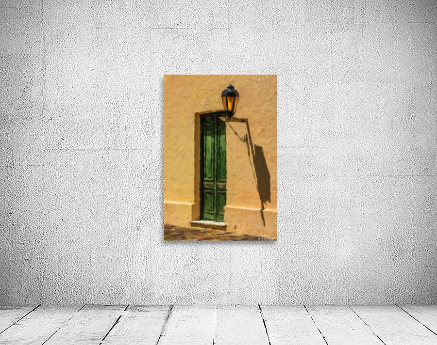 Oil painting of green door in Colonia del Sacramento Wall Preview