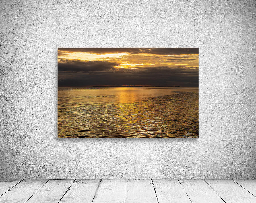 Golden sunset on a cruise on a calm Pacific ocean Wall Preview