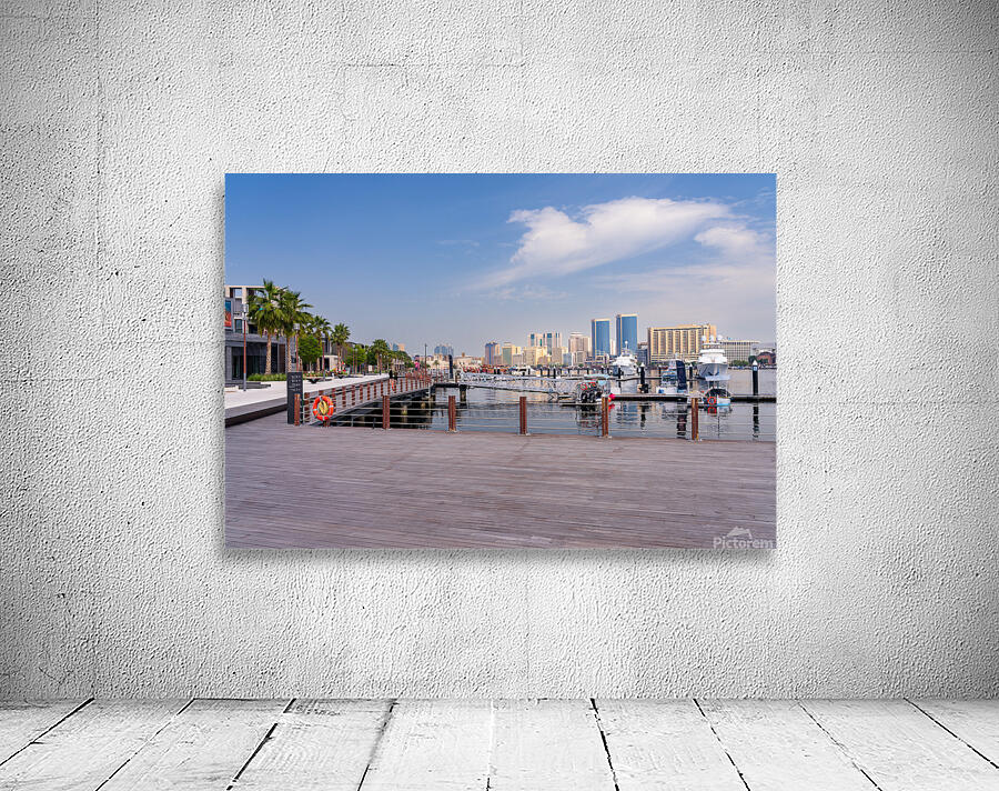 The Creek by Bur Dubai and Al Seef with large docked boats Wall Preview